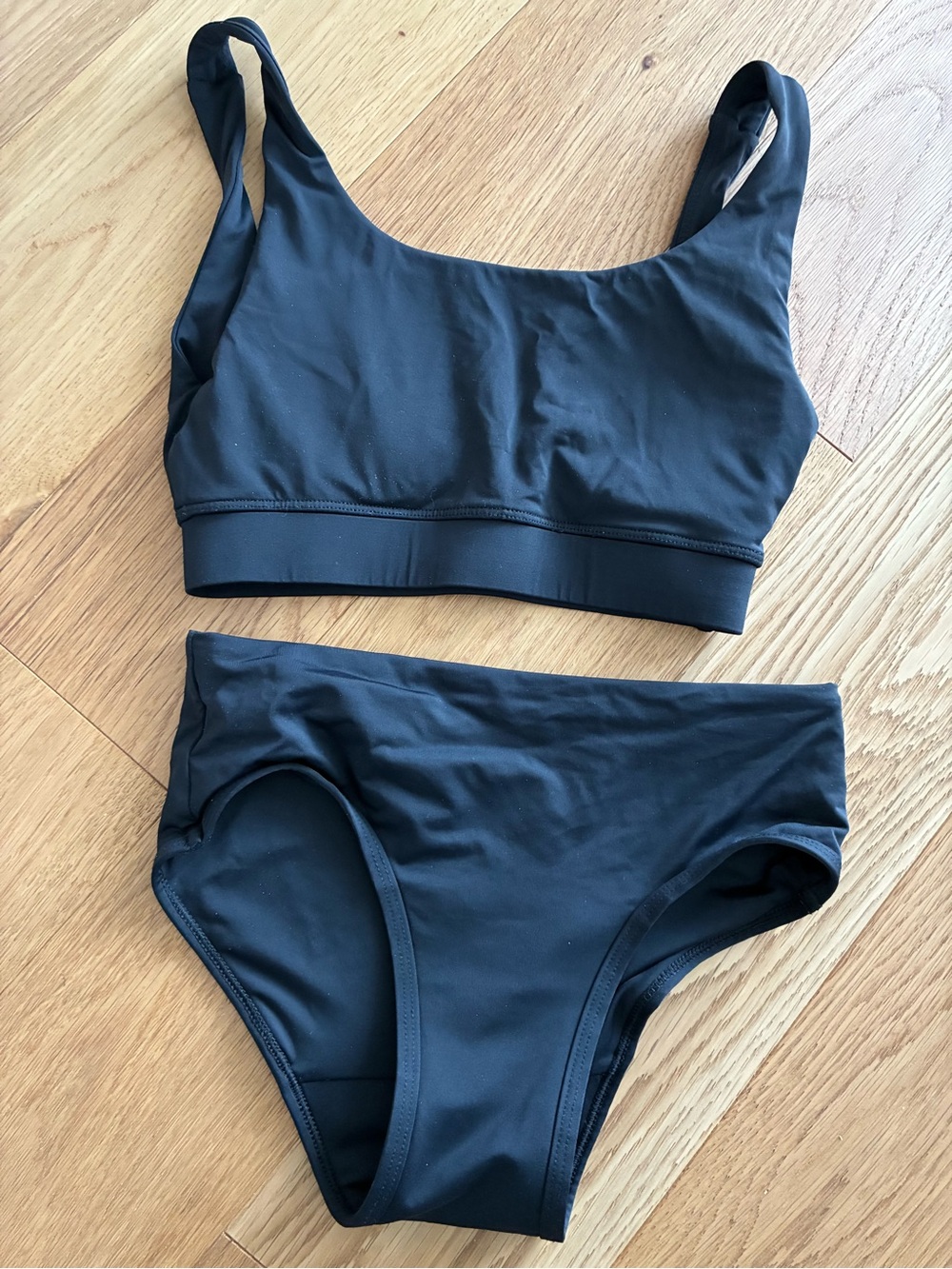 Knix Black Two-Piece Bikini Set - Scoop Top & High Waist Bottoms